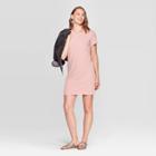 Women's Short Sleeve Crewneck T-shirt Dress - Universal Thread Toasted Pink
