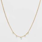 14k Gold Dipped Green Pierced Stone Station Necklace - A New Day Green