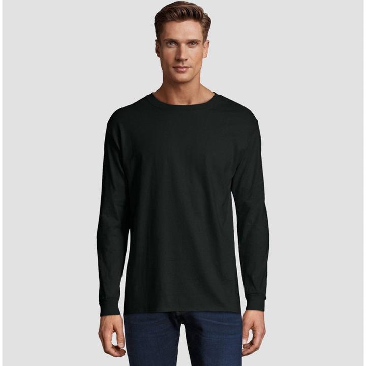 Hanes Men's Long Sleeve Beefy T-shirt - Black M,
