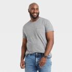 Men's Big & Tall Pinstripe Standard Fit Short Sleeve Crew Neck T-shirt - Goodfellow & Co Thundering Gray