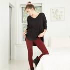 Women's Long Sleeve V-neck Cozy Ribbed T-shirt - Wild Fable Black