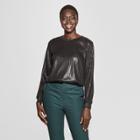 Women's Long Sleeve Metallic Pullover - Who What Wear Black