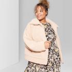 Women's Plus Size Long Sleeve Oversized Zip-up Sherpa Faux Fur Jacket - Wild Fable Tan 2x/3x,