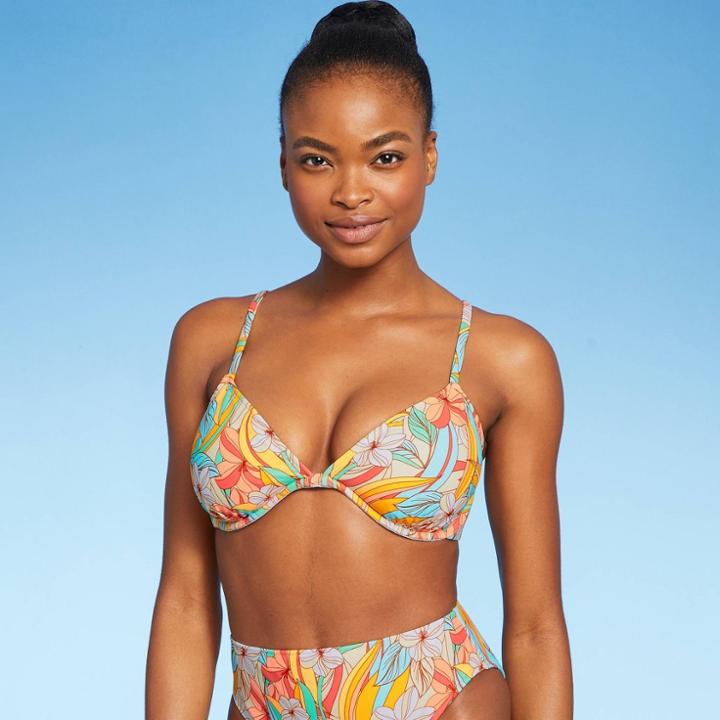 Juniors' Underwire Bikini Top - Xhilaration Floral Print D/dd Cup
