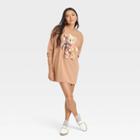 Grayson Threads Women's Festive Teddy Bear Long Sleeve Graphic Dress - Brown