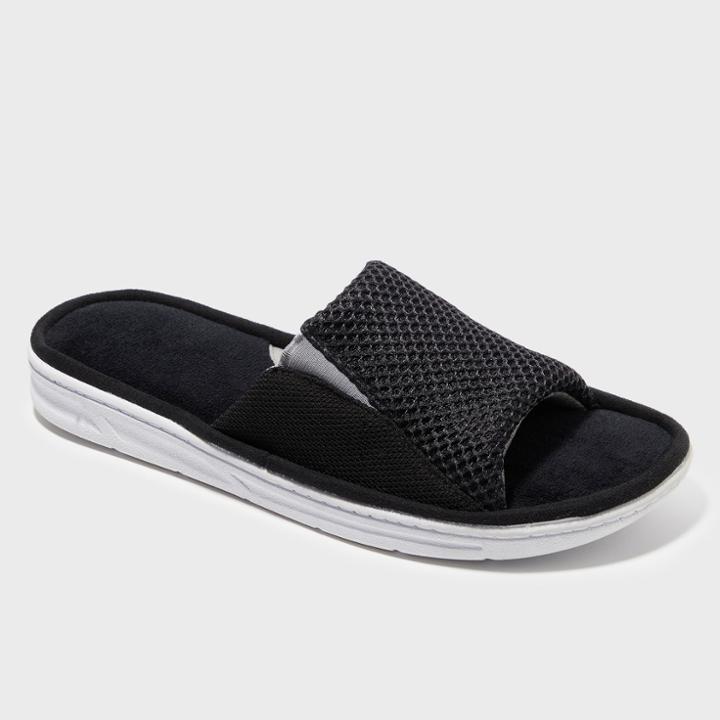 Men's Dearfoams Slide Slippers - Black Xl, Black White