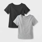 Toddler 2pk Adaptive Short Sleeve T-shirt - Cat & Jack Black/ Charcoal Gray
