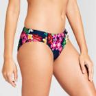 Clean Water Women's Floral Print Tabside Hipster Bikini Bottom - Blue