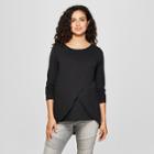 Maternity Long Sleeve Cross-panel Nursing Top - Isabel Maternity By Ingrid & Isabel Black