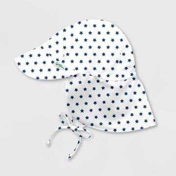 Green Sprouts Baby Star And Geo Print Flap Sun Protection Hat - White