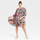 Women's Plus Size Bishop 3/4 Sleeve Dress - Who What Wear Black Floral