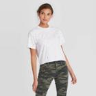 Women's Rhinestone Short Sleeve Boxy Graphic T-shirt - Mighty Fine (juniors') - White