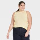 Women's Plus Size Linen Tank Top - A New Day Light Yellow