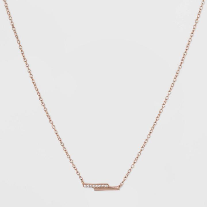 Target Sterling Silver Double Bar Cubic Zirconia Necklace - Rose Gold, Girl's