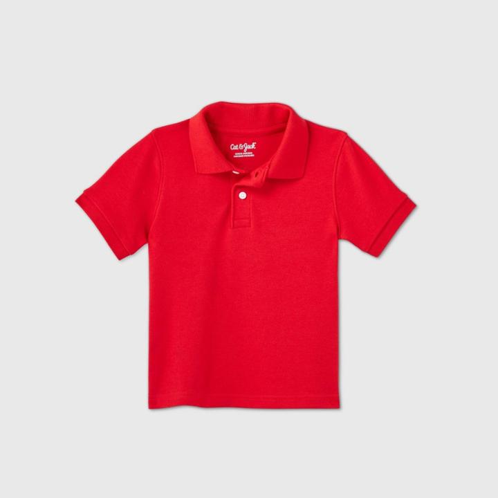 Petitetoddler Boys' Short Sleeve Interlock Uniform Polo Shirt - Cat & Jack Red