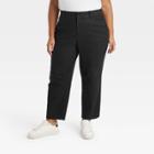 Women's High-rise Ankle Taper Pants - Ava & Viv Black