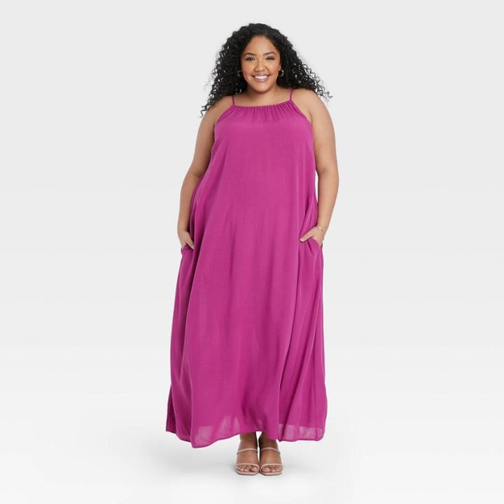 Women's Plus Size Sleeveless Dress - A New Day Cherry