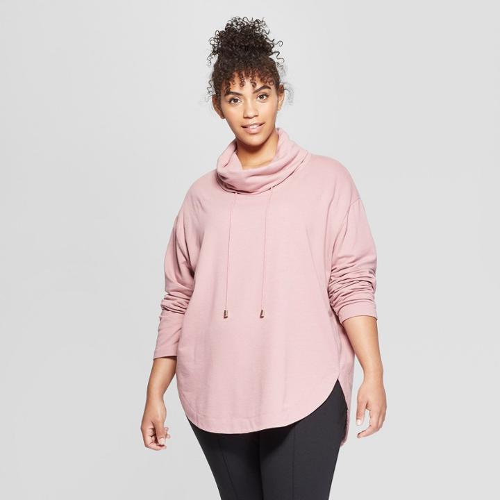 Women's Plus Size Cowl Neck Tunic - Ava & Viv Mauve