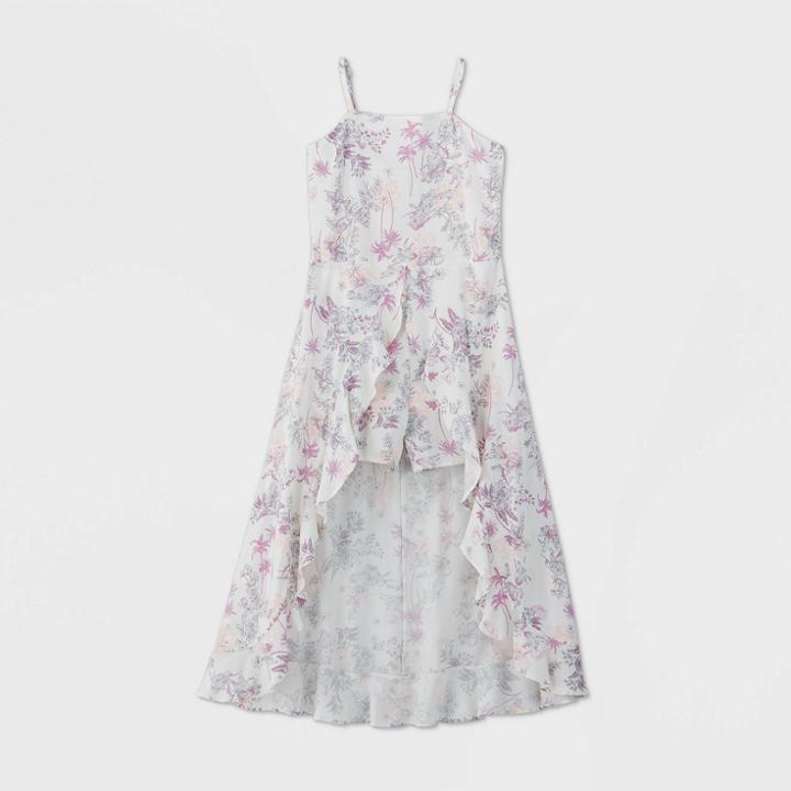 Girls' Ruffle Maxi Walk-through Dress - Art Class White