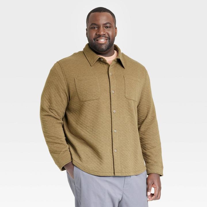 Men's Big & Tall Long Sleeve Knit Button-down Shirt - Goodfellow & Co Green