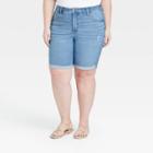 Women's Plus Size Hem Midi Jean Shorts - Ava & Viv