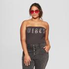 Women's Plus Size Vibes Graphic Tube Top - Mighty Fine (juniors') Black