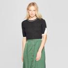Women's Elbow Sleeve Color Block Pullover Sweater - Who What Wear Black