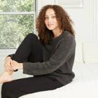 Women's Cozy Plush Chenille Sleep Pullover Sweater - Stars Above Charcoal