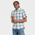 Men's Plaid Slim Fit Short Sleeve Poplin Button-down Shirt - Goodfellow & Co Green