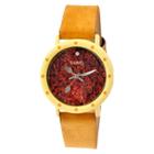Women's Crayo Slice Of Time Watch With Leather Suede-overlaid Strap- Gold, Yellow