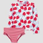 Toddler Girls' 2pc Strawberry Long Sleeve Rash Guard Set - Just One You Made By Carter's Red/blue