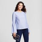 Women's Striped Bell Sleeve Poplin Top - A New Day
