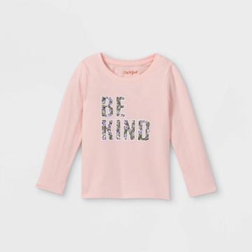 Toddler Girls' 'be Kind' Long Sleeve Graphic T-shirt - Cat & Jack Powder Pink