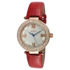 Peugeot Watches Women's Peugeot Crystal Accented T-bar Leather Strap Watch - Rose/red
