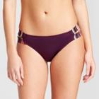 Women's Double Tab Hipster Bikini Bottom - Merlot Multi Stripe - M - Mossimo, Purple