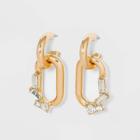 Link And Baguette Stone Hoop Earrings - A New Day Gold