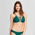 Tori Praver Seafoam Women's Strappy High Neck Bikini Top - Forest Green D/dd Cup