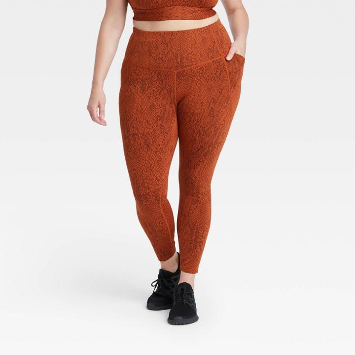 Women's Plus Size Premium High-rise Snake Print Leggings 25 - All In Motion Russet