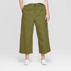 Women's Plus Size Wide Leg Crop Trouser - Ava & Viv Olive (green)