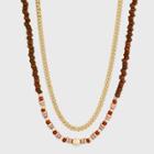 Wooden Beaded Multi-strand Necklace - A New Day Purple/red