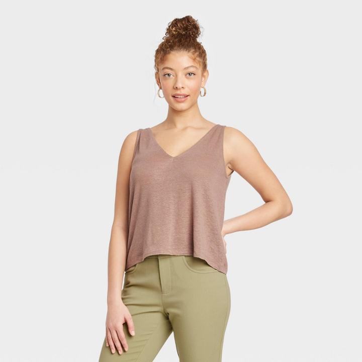 Women's Linen Tank Top - A New Day Brown