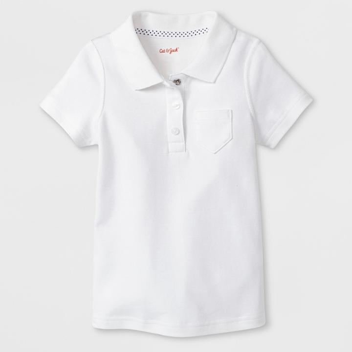 Toddler Girls' Adaptive Short Sleeve Uniform Polo Shirt - Cat & Jack White