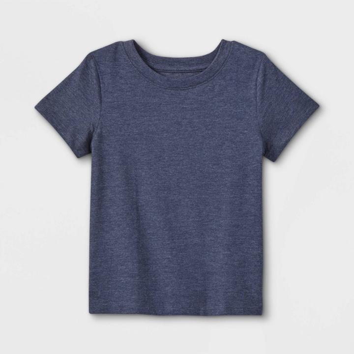 Toddler Boys' Solid Jersey Knit Short Sleeve T-shirt - Cat & Jack Navy Blue