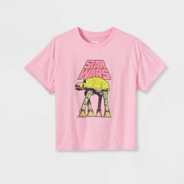Girls' Star Wars Boxy Cropped Graphic T-shirt - Art Class Pink