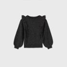 Toddler Girls' Ruffle Sparkle Pullover Sweater - Art Class Black