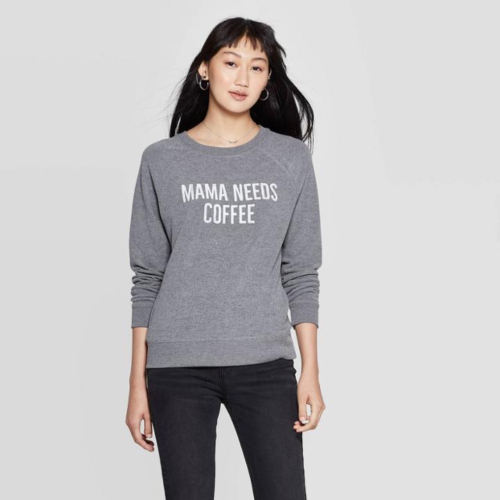 Grayson Threads Women's Mama Needs Coffee Graphic Sweatshirt (juniors') - Gray Xs, Women's, Black