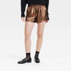Women's High-rise Metallic Shorts - A New Day Copper