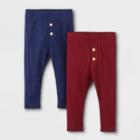 Baby Boys' 2pk Rib Leggings - Cat & Jack Navy/maroon Newborn, Red/blue