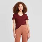 Women's Short Sleeve Scoop Neck T-shirt - A New Day Burgundy Xxl, Women's, Red