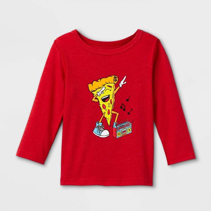 Toddler Boys' Adaptive Pizza Long Sleeve Graphic T-shirt - Cat & Jack Red